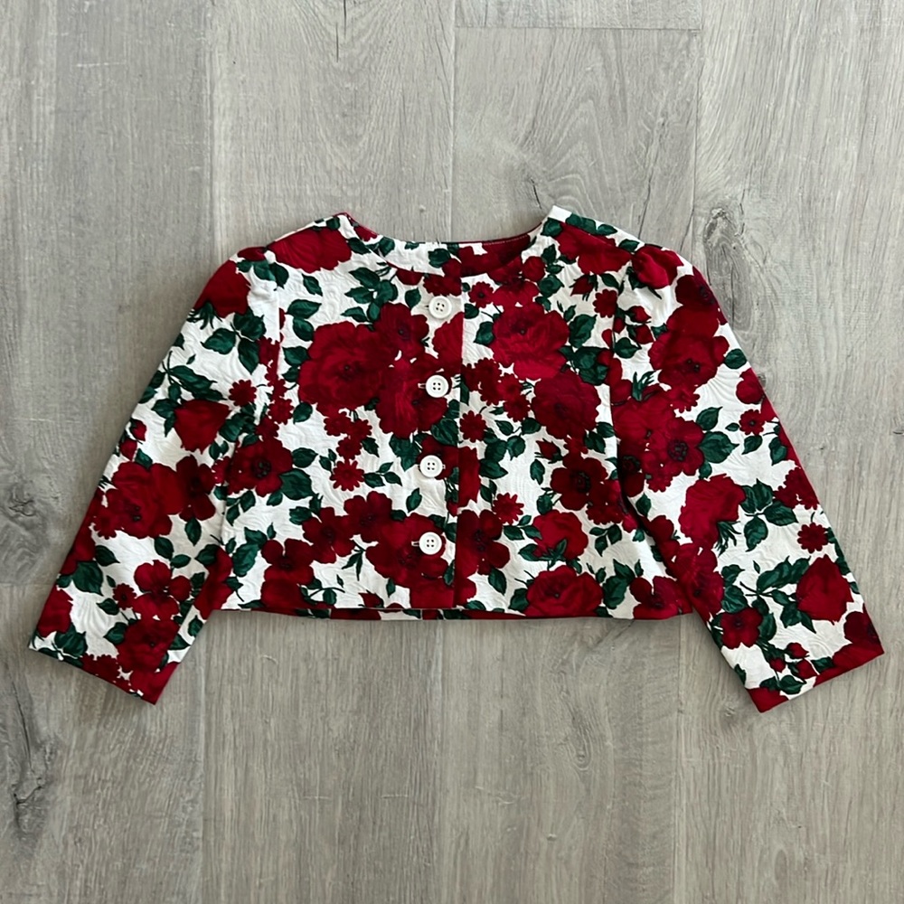 Janie and jack cropped floral button jacket 7-8T